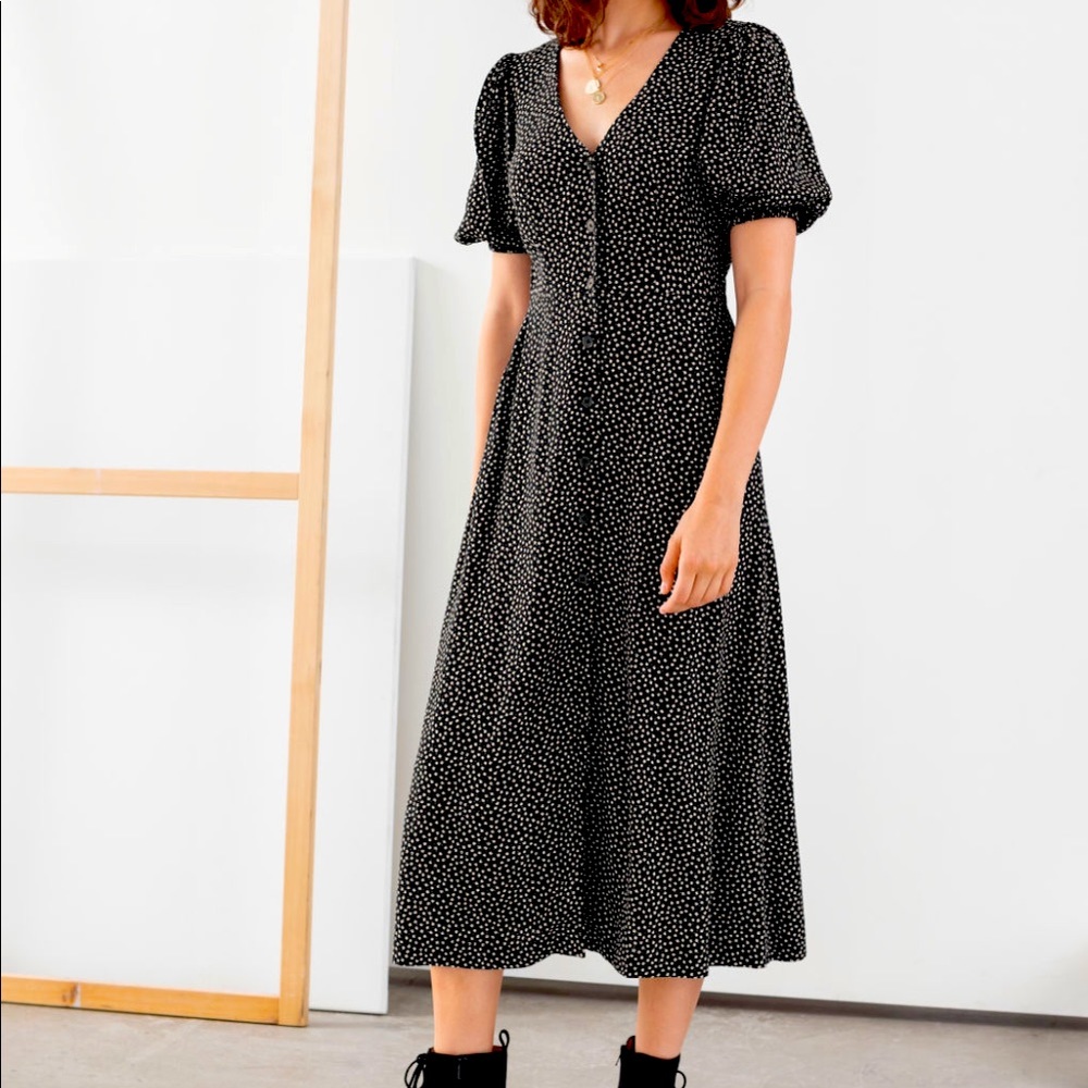 & Other Stories Floral Button midi Dress
